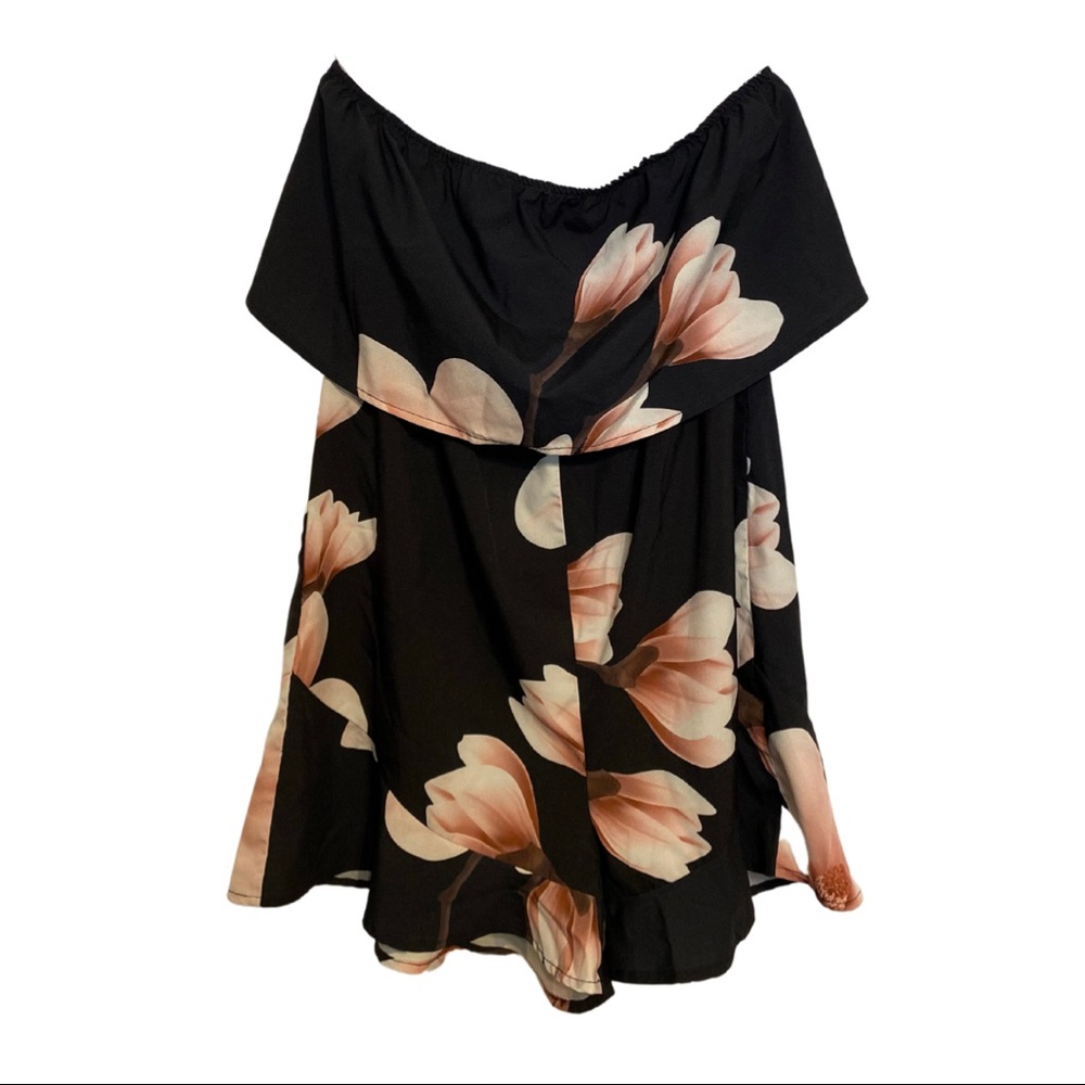 Floral Print Ruffle Trim Romper